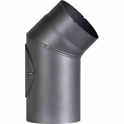 Ofenrohrbogen 45°, 150 mm, grau fest mit Tür, Farbe: grau