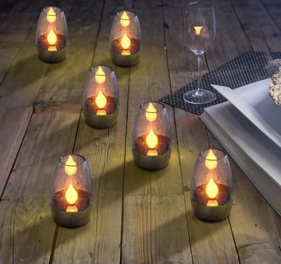 NEU 6er Set Solar LED Windlichter Kerzenflamme für Romantik Picknick Date Feier