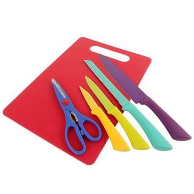 Messer Set 6-tlg Schneidebrett Küchenmesser Brotmesser Kochmesser Allzweckmesser