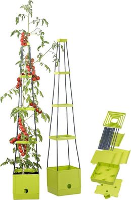 NEU 2er Set Pflanz Turm Rankhilfe Bewässerungssystem für Tomaten Balkon Terrasse