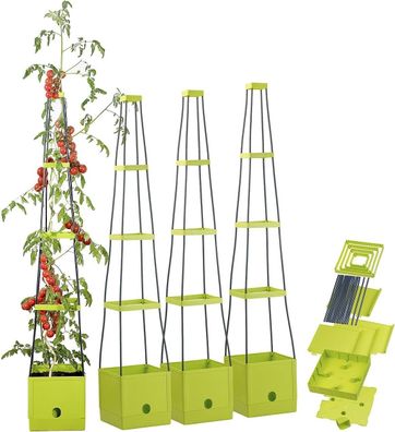 NEU 4er Set Pflanz Turm Rankhilfe Bewässerungssystem für Tomaten Balkon Terrasse