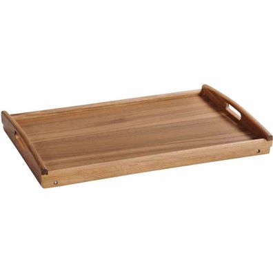 Serviertablett 55 x 35 x 24 cm mit Füßen, aus Akazienholz
