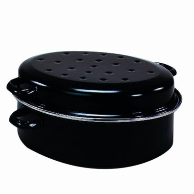 Gansbräter "Gourmet" 42 cm mit Tropfdeckel, schwarz-matt