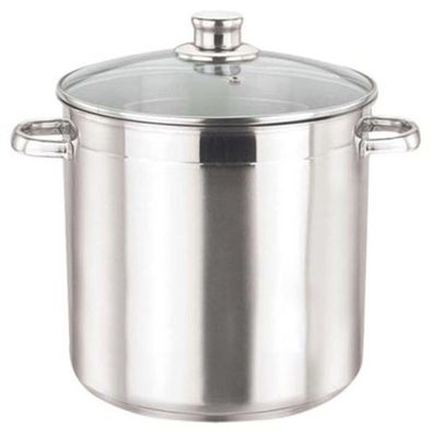 Edelstahl Kochtopf 10L mit Glasdeckel Suppentopf Gulaschtopf Universaltopf Topf
