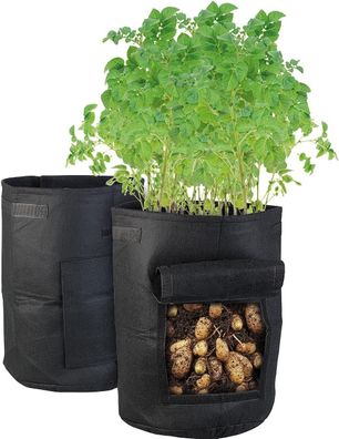 NEU 2er Set XL Pflanzensäcke Griff Sichtfenster für Kartoffeln Gurken Garten