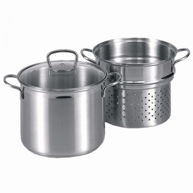 Spaghettitopf 24 cm Ø Edelstahl mit Glasdeckel