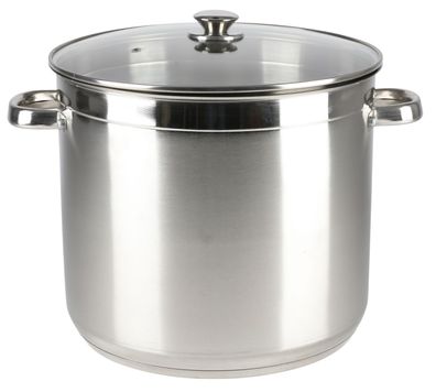 Edelstahl-Kochtopf 20 Liter mit Glasdeckel Suppentopf Gulaschtopf Partytopf Topf