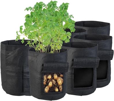 NEU 6er Set Pflanzensäcke Griff Sichtfenster für Garten Gurken Kartoffeln Gemüse