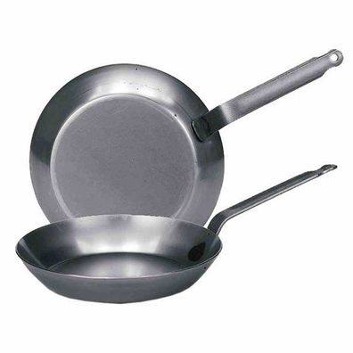 Eisenpfanne 28 cm flach mit Stiel und Öse