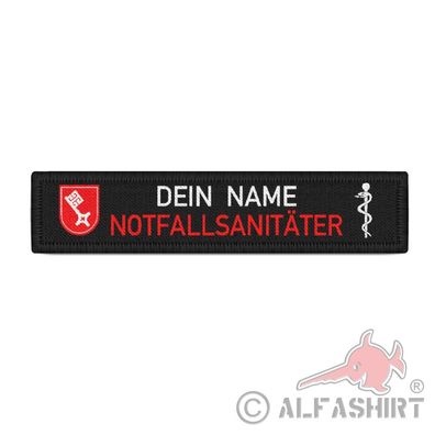 Notfallsanitäter Bremen Namen-Schild Patch Feuerwehr Rettungdienst #36486
