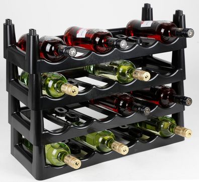 Flaschenregal Schwarz Stapelregal Weinregal Flaschenständer Lagerregal Regal