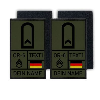 Rank Patch 9,8x6cm Feldwebel mit Namen Fw Bundeswehr Dienstgrad Abzeichen #36506
