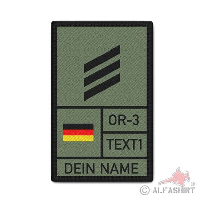 HG mit Namen Hauptgefreiter Bundeswehr Dienstgrad Abzeichen Klett #38617