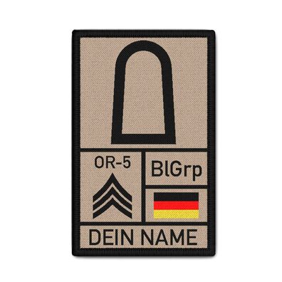 Rank Patch 9,8x6cm Stabsunteroffizier mit Name und Blutgruppe Nato Code #39036