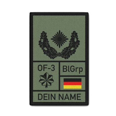 Rank Patch 9,8x6cm Dienstrang Namen Personalisiert Blutgruppe Bundeswehr #39212