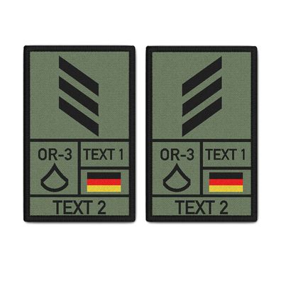 Rank Patch Set 9,8x6cm Hauptgefreiter Oliv mit Namen Bundeswehr BW#41349