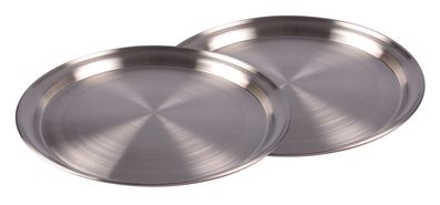 2er-Set Edelstahl Tablett 35cm Serviertablett Frühstückstablett Kerzentablett