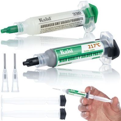 Rosfix Set Lötflussmittel Flux 338 + Zinn 217°C | 2 Düsen, 2 Nadeln