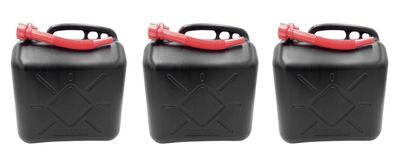 3x Benzinkanister 20L Kraftstoffkanister Reserve Kanister UN-Zulassung schwarz