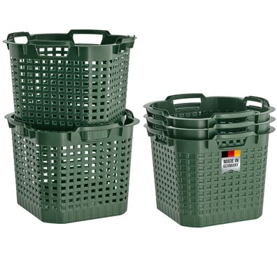 5x Obstkorb 25L grün Gartenkorb Gemüsekorb stapelbar Erntekorb Kartoffelkorb