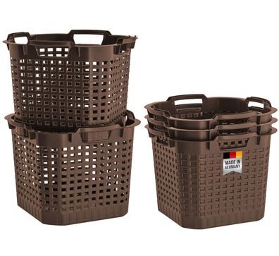 5x Obstkorb 25L braun Gartenkorb Gemüsekorb stapelbar Erntekorb Kartoffelkorb