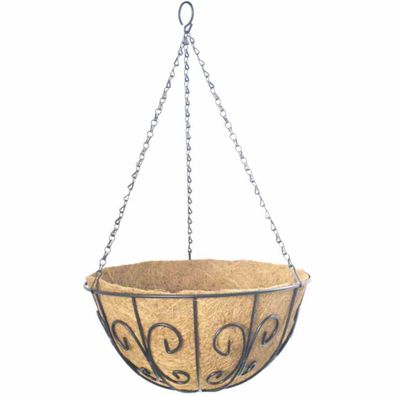 Hängeampel Swirl Ø 35 cm mit Kokoseinlage, Kette und Haken