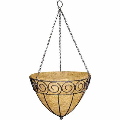 Hängeampel Cone Design Ø 35 cm mit Kokoseinlage, Kette und Haken
