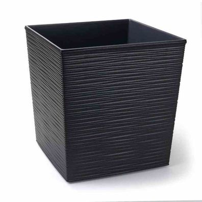 Pflanzgefäß BIRON, graphit Rillenoptik, 30 x 30 x 31 cm Kunststoffgefäß mit Einsatz
