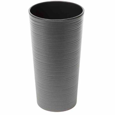 Pflanzgefäß LOCON, graphit Rillenoptik, Ø 25 x 46,5 cm Kunststoffgefäß mit Einsatz