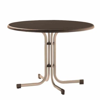 Boulevard-Klapptisch, Ø 100 cm, champagner Stahrohrgestell, Mecalit-Pro-Platte