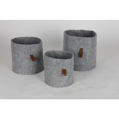 12x 3er Set Filzkorb Körbe Aufbewahrung Größe rund grau Weihnachten Geschenkbox