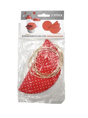 Einmachglas Schmuckdeckchen 5 Stück rund mit Gummi Glashauben Stoffdeckchen