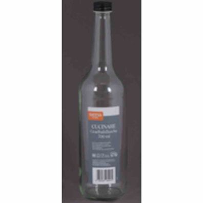 Gradhalsflasche "Cucinare" 700 ml rund, Verschraubung schwarz