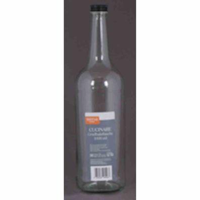 Gradhalsflasche "Cucinare" 1,0 l rund, Verschraubung schwarz
