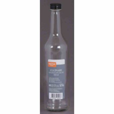 Gradhalsflasche "Cucinare" 500 ml rund, Verschraubung schwarz