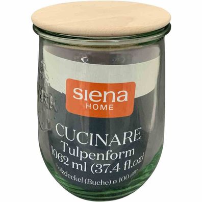 Tulpenglas "Cucinare" HD 1,0 l Weck-Glas, Buchenholz
