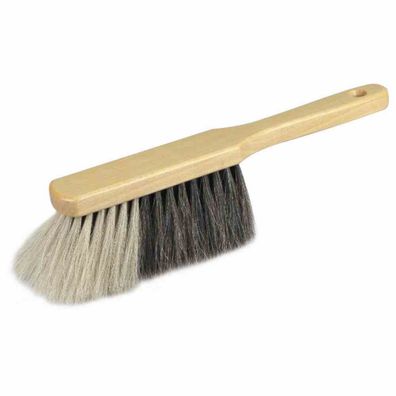 Handfeger Naturhaar 29 cm weißer Bart, naturfarben lackiert