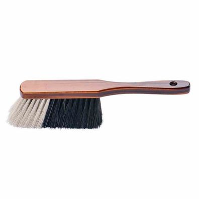 Handfeger Rosshaarmischung 29 cm weißer Bart, braun lackiert