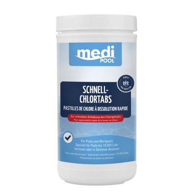 8x 1kg Medipool Schnell-Chlortabs Chlorgehalt anheben Swimmingpool