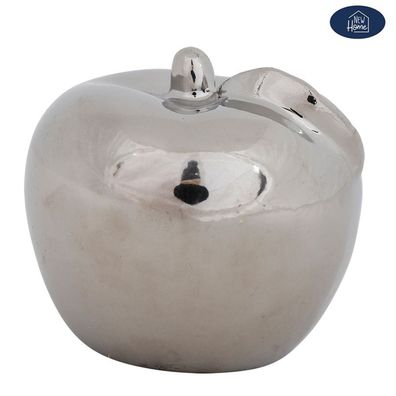 Deko Apfel aus Keramik silber glänzend 9cm Dekoapfel Dekoobst Dekofigur Obst