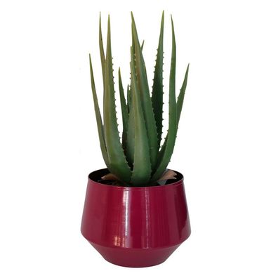 Metall-Dekovase weinrot gold Blumenvase Blumen-Übertopf Teelichthalter Tischdeko