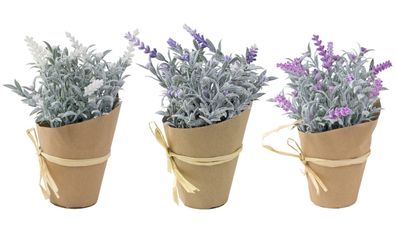 Künstlicher Lavendel mit Übertopf 22cm Kunstblume Kunstpflanze Lavendelbusch