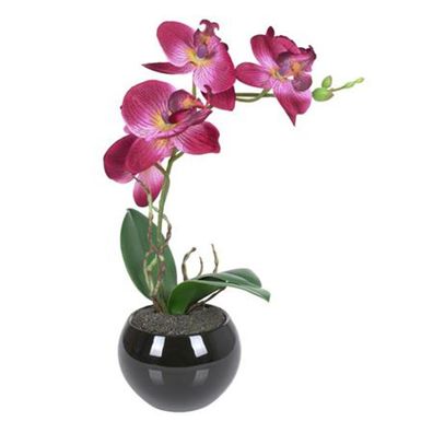 Künstliche Orchidee 34cm im Keramiktopf Kunstpflanze Zimmerpflanze Dekopflanze