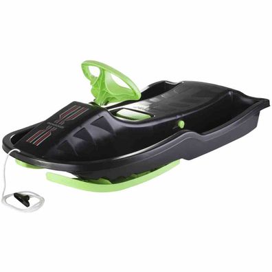Schlitten Snow Power Black/Green mit Lenkrad und Handbremse