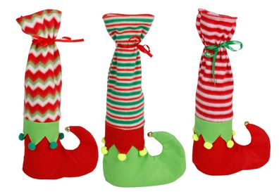 Flaschendekoration Socken Motiv Weihnachtsmann Flaschenkostüm Flaschentasche TOP