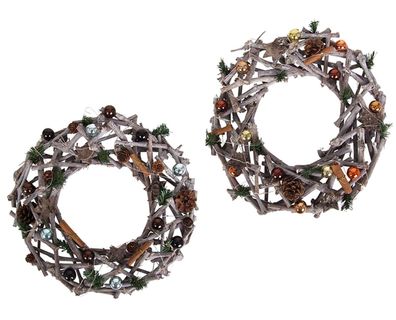 LED-Stöckchenkranz 38cm Naturzweige Weihnachtskranz Tischkranz Türkranz Shabby