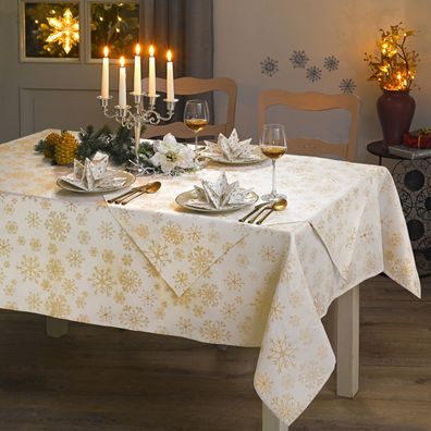 Tischdecke Eisstern 85 x 85 cm Jacquard Festdecke Tischläufer Weihnachtsdecke
