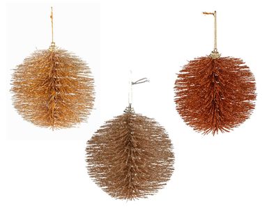 Weihnachtsbaumdeko Bürste Anhänger Baumschmuck Christbaumkugeln ø 8cm Glitzer