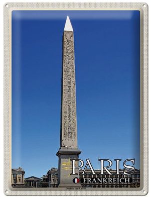 Postkarte aus Blech 14x10 cm Paris Frankreich Obelisk von Luxor France