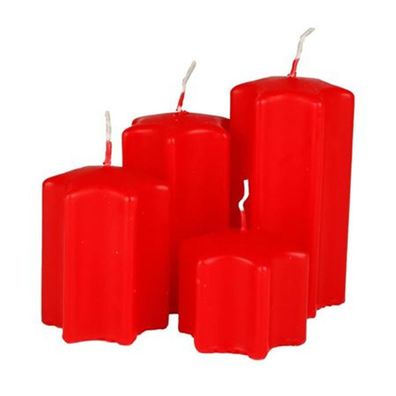 4er Adventskerzen rot Stumpenkerzen Weihnachtskerze Stufenkerzen Stumpen Kerze Stern